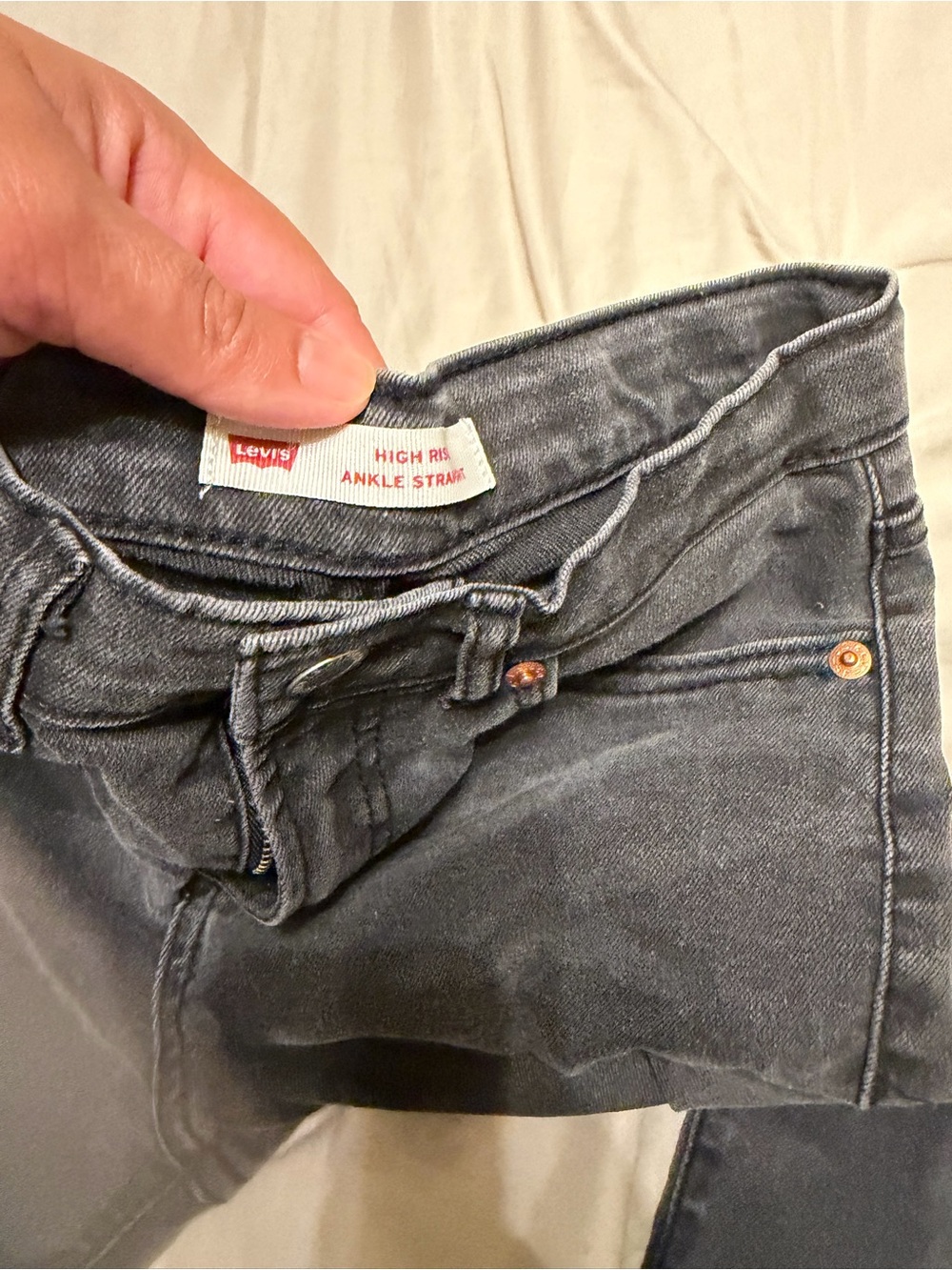 Levi's Washed Black High-Rise Ankle Jeans